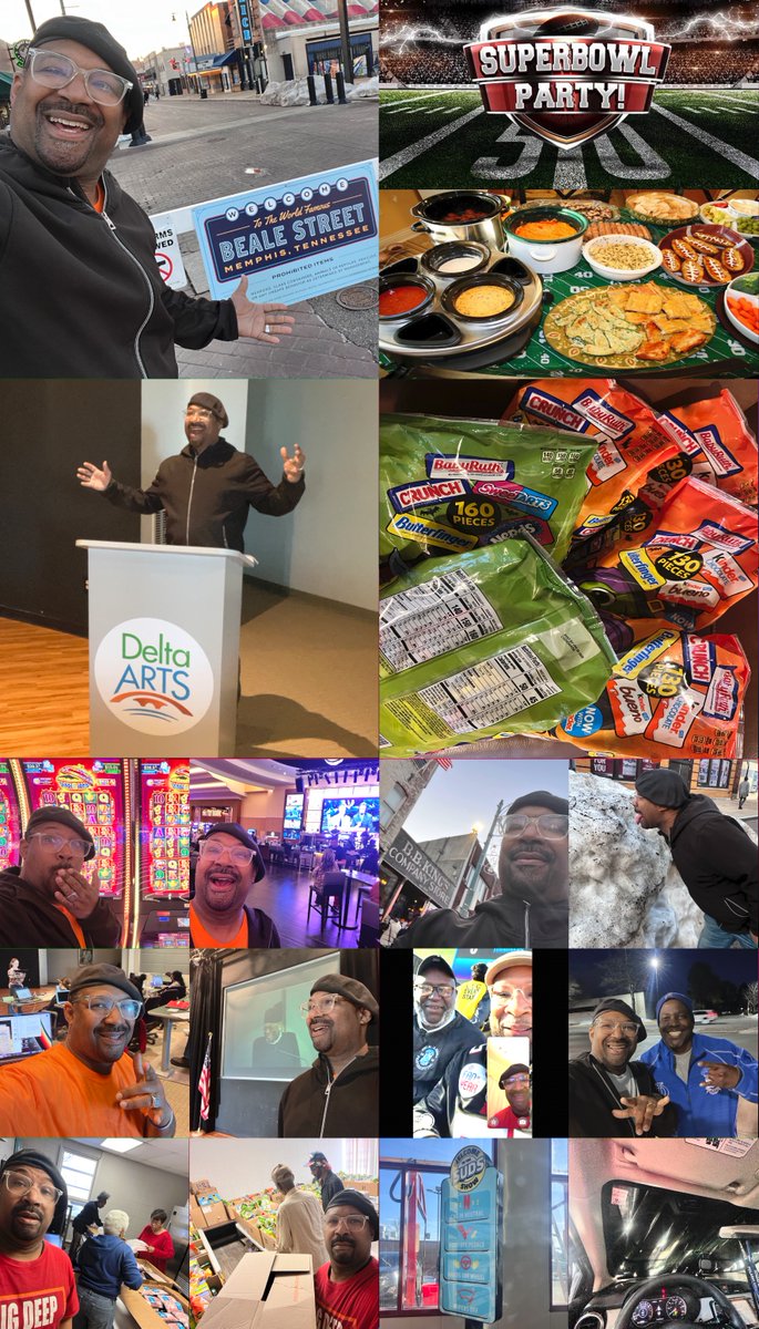 HipHoptimist's tweet photo. Super Bowl Week: assisted with Delta Art Workshop in Memphis, received snack donation from Hunter Church for school, washed salt off car, helped food pantry. #Mctivated #LeronMcAdoo https://t.co/bq96edWBPW
