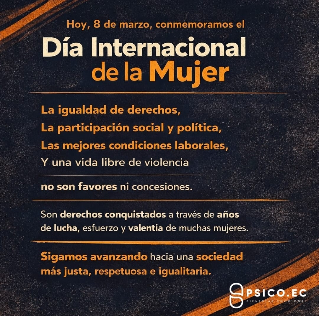 Psico_ec's tweet photo. El 8 de marzo no es solo memoria, es también compromiso. Nos invita a reflexionar sobre nuestro papel en la construcción de una sociedad más equitativa. 💪 https://t.co/qTkogXIfb7