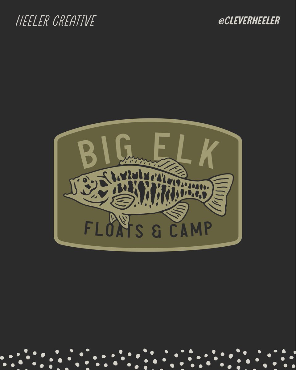 cleverheeler's tweet photo. Custom merch design for campgrounds and river outfitters.

Big Elk Floats &amp; Camping needed a fish graphic that could work across their merch lineup — apparel, stickers, patches, and more.

Bold, simple, and built for life on the river.

What would you put this design on first? https://t.co/VyGunew2JZ