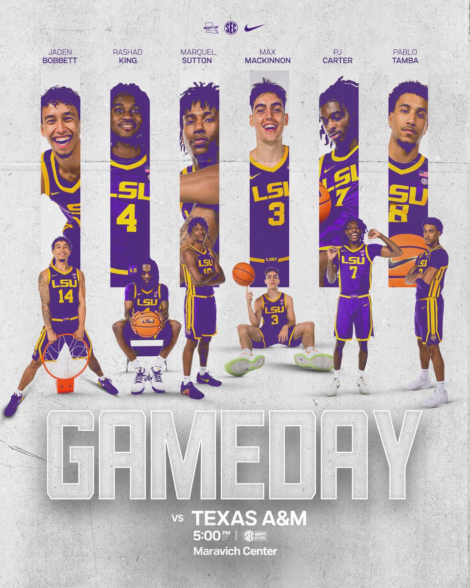 LSUBasketball's tweet photo. One Last Time at Home for Our Seniors 🥹

🆚 Texas A&amp;M
⏰ 5:00 p.m. CT
📍 PMAC
📺 SECN
📻 98.1 FM
🚨 Senior Day Ceremony begins at 4:40 p.m. CT
🎟️ Free entry with your baseball ticket vs. Sacramento State https://t.co/JO6UyAV5s6