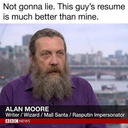 ClaudioLMiranda's tweet photo. @Shubyuwu Alan moore el escritor de cómics también es brujo :v https://t.co/WKwTEcITXN