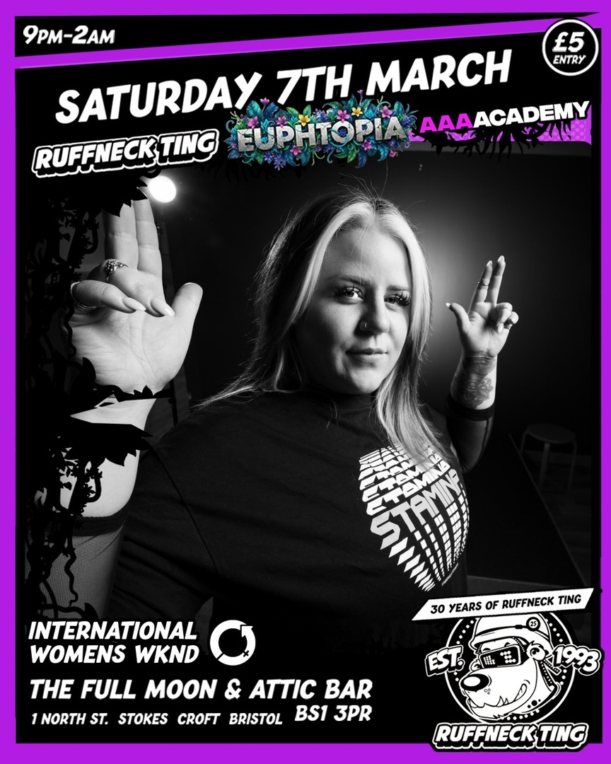 DjEuphonique's tweet photo. Weekend 🔫🔫

Can’t wait to celebrate Ruffneck x Euphtopia style tonight and rep amazing women tomorrow with a wicked afternoon of workshops and panels!! 

#dnbfamily #internationalwomensday #ruffneck #euphonique #bristol https://t.co/g8oDo1hN3I https://t.co/XkixZxqb3e