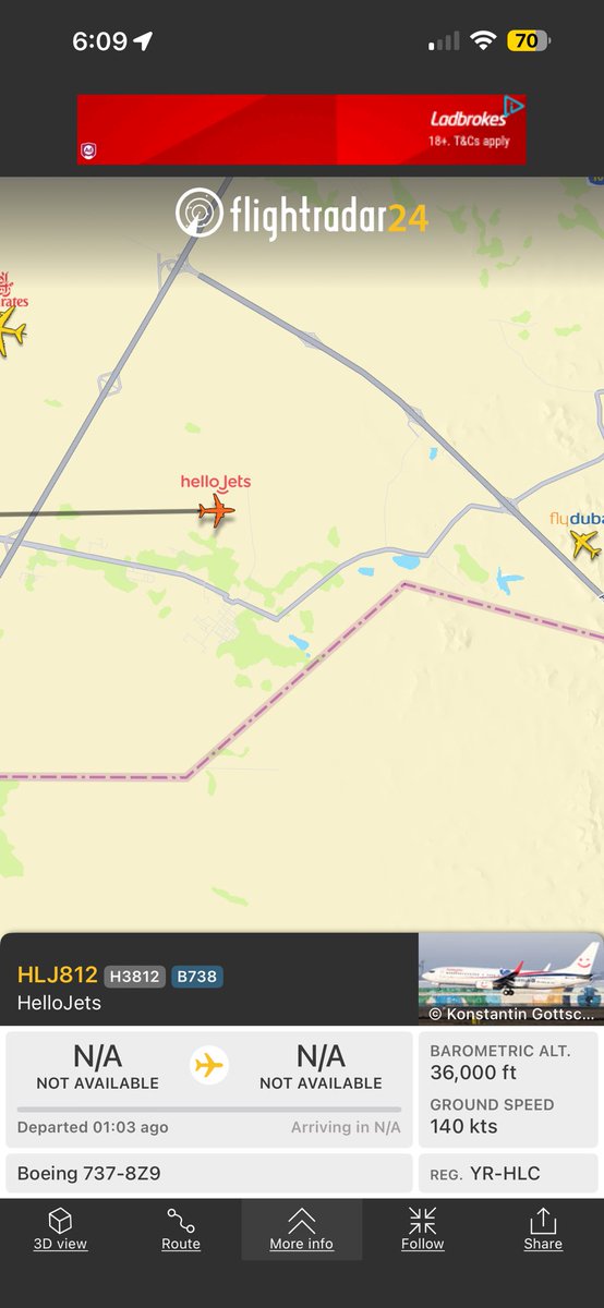 daniellemayxox's tweet photo. is anyone else tracking this plane rn? 
hasn’t moved for a good few mins now. 

#flightradar https://t.co/pGUIQ3u3sk