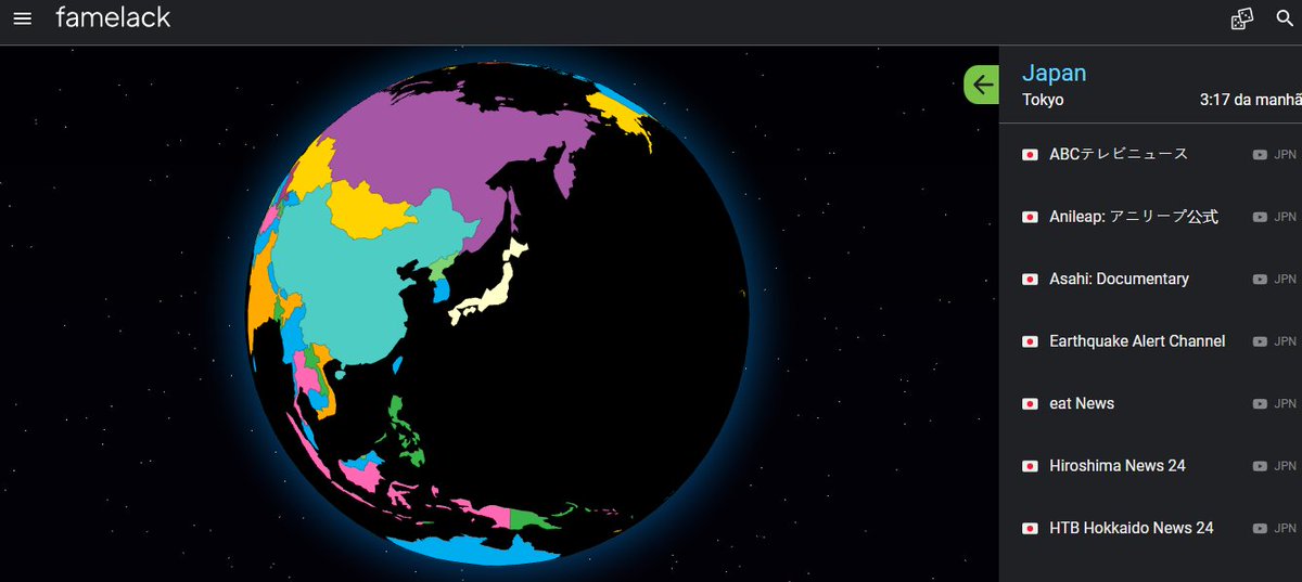 Na postagem anterior o <a href="/RogerioWeymar/">RogerioWeymar</a> apontou que também existe um serviço, igual ao da Radio Garden, só que para TVs abertas em centenas de países do mundo!

Então vamos anunciar também!

famelack.com/us

Agora mesmo tem genete assistindo TV ao vivo no Japão, no Egito,