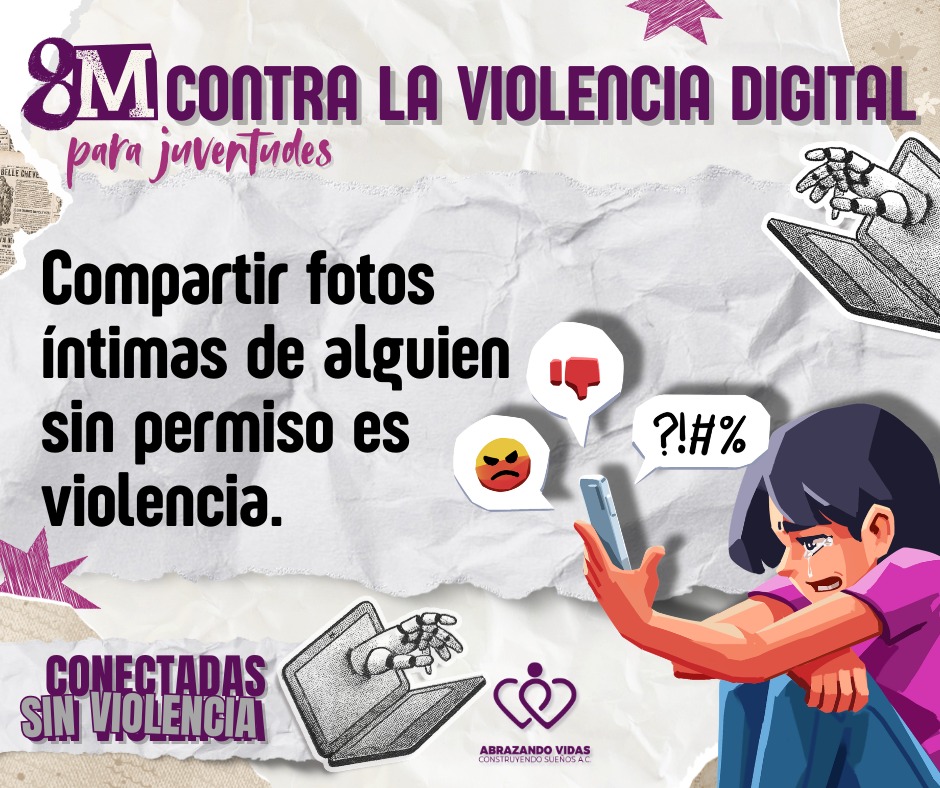AVyCSong's tweet photo. Compartir fotos íntimas sin consentimiento NO es un juego, no es un "chisme", es VIOLENCIA DIGITAL. 🚫📱

​En este #8M, en @AVyCSong trabajamos por juventudes que naveguen sin miedo. Si te llega contenido íntimo ajeno: ¡BORRA Y NO DIFUNDAS!

​#LeyOlimpia #8M #ViolenciaDigital https://t.co/u4QLvPCwzS