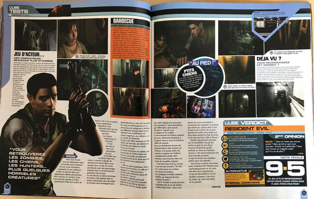 AllmightoFranky's tweet photo. On continue avec les tests de #ResidentEvil Rebirth sur Nintendo GameCube dans #ConsolesMax sur 4 pages où il décrochait le Consoles Max d'or avec la note de 17/20.Puis tests dans le mag #TotalCube mag consacré au cube de #Nintendo avec le test 4 pages et la note de 9,5/10! 2/4 https://t.co/O7pl5xFyRw