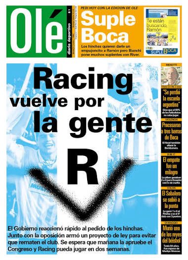 Como leí por ahí, el #DiaDelHinchaDeRacing es para enorgullecerse pero sobre todo reflexionar.

Reflexionar q el gasto desmedido y descontrolado no va. Reflexionar sobre qué tipos de gestión nos llevaron al borde del abismo. Para no repetirlas nunca pero nunca más.