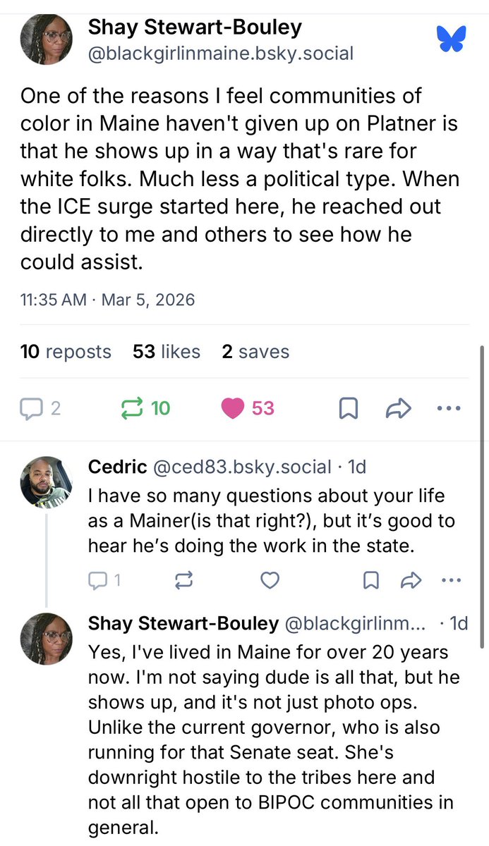 aobrien2010's tweet image. Anti-racist educator Shay Stewart Bouley explains why a lot of Mainers of color support Graham Platner. #mepolitics
