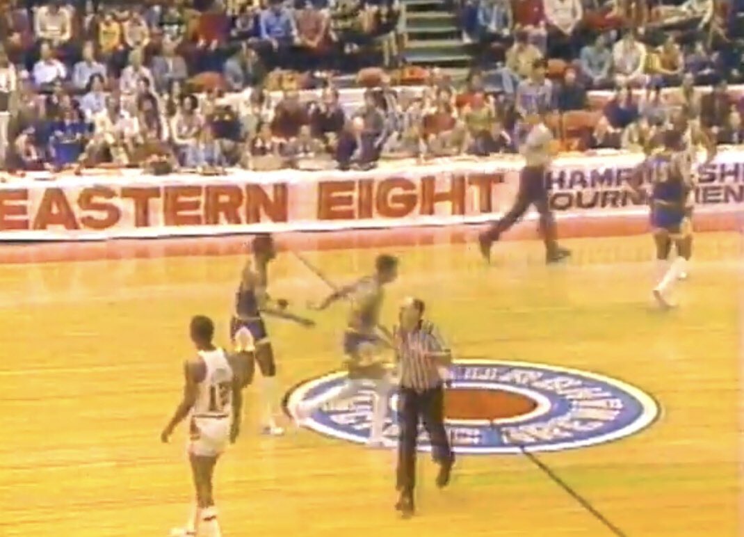 PittsburghHOF's tweet photo. 45 years ago today in a hard-fought game, Pitt defeated Duquesne 64-60 for the Eastern 8 title at the Civic Arena before a packed house and a regional northeast tv audience, @Steigerworld on the call with Howard David.   It was the pinnacle of that great local college basketball rivalry.  Pitt, led by the great Sam Clancy, raced out to a big lead early behind some hot shooting by tournament MVP Lennie McMillian (who ended up playing professional basketball until he was about 50, a veritable Jaromir Jagr of the hardwood, but that’s another story!). Duquesne, behind more great names like Bruce Atkins, Tom Cvitkovic, and Andy Sissini, crawled back and were within 3 late, but that was still a two-possession game in those days before the 3-point line.  Refereeing the game was one Gene Steratore Sr.  A link to the full broadcast on WTAE is below and in our opinion this is still a great watch and a wonderful slice of Pittsburgh basketball history (with special guest appearances by Tiger Paul and the Eastern 8 “Hoopster Rooster”, not quite sure if Mossie Murphy also appeared).  The Pitt warmup jacket pictured was worn in this very game. WVU made the semis of this tournament, and the semifinal doubleheader with Pitt blowing out top seed Rhode Island and Duquesne winning another hard-fought game against West Virginia was as great a day of basketball that anyone could have ever wanted.   And we’ll take that old Civic Arena patchwork hardwood floor any day of the week over that Big 12 techno-floor!  https://t.co/eWhAvLuK1u