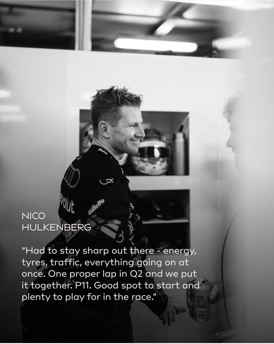 La déclaration de Nico après la première qualification de l’équipe :

Il fallait rester vigilant sur la piste l'énergie, les pneus, le trafic, tout se passait en même temps. Un bon tour en Q2 et nous avons réussi à tout mettre en place. P11 C'est une bonne position. 🇩🇪

#AusGP 🇦🇺