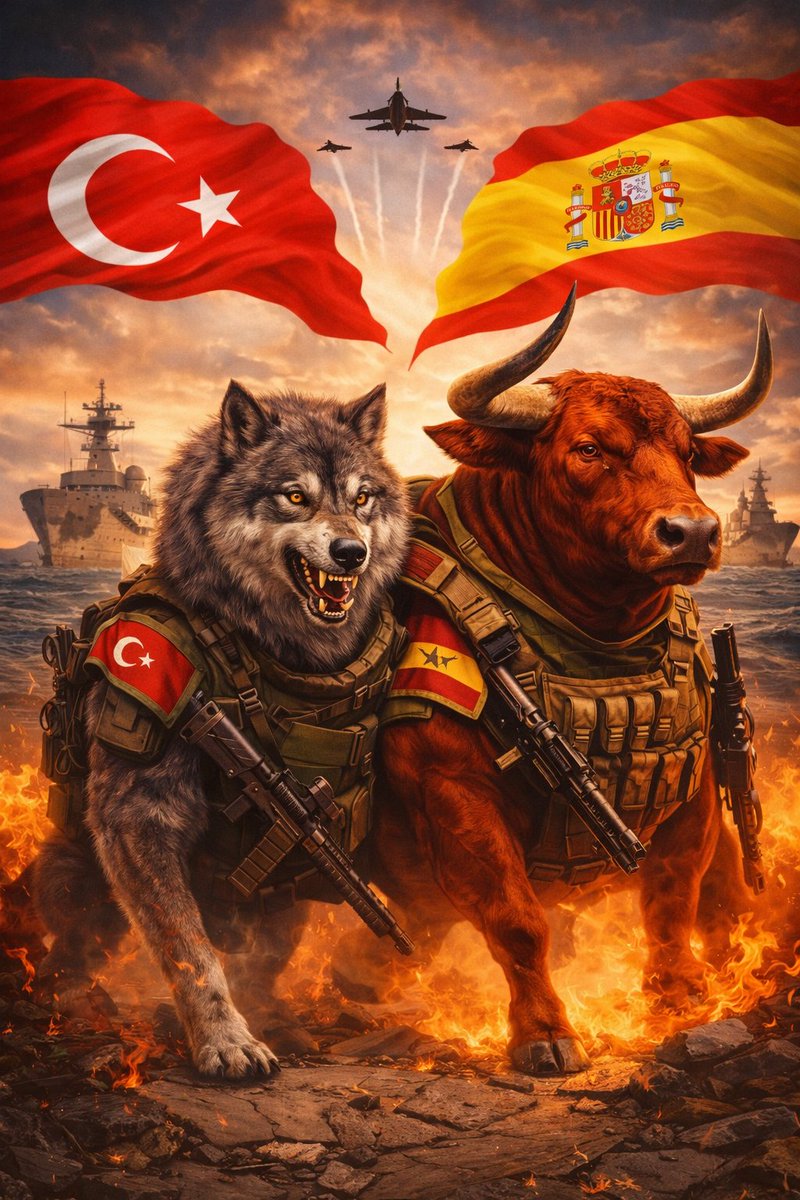 ilyasAk's tweet photo. Akdeniz’in iki güçlü ruhu.
Bir tarafta Anadolu’nun kurdu, diğer tarafta İberya’nın boğası.
Farklı topraklar, aynı karakter:
Bağımsızlık, cesaret ve onur.
Türkiye 🤝 İspanya
#Turkey #Spain #Mediterranean #Friendship #Türkiye #España https://t.co/45RCQMcIga