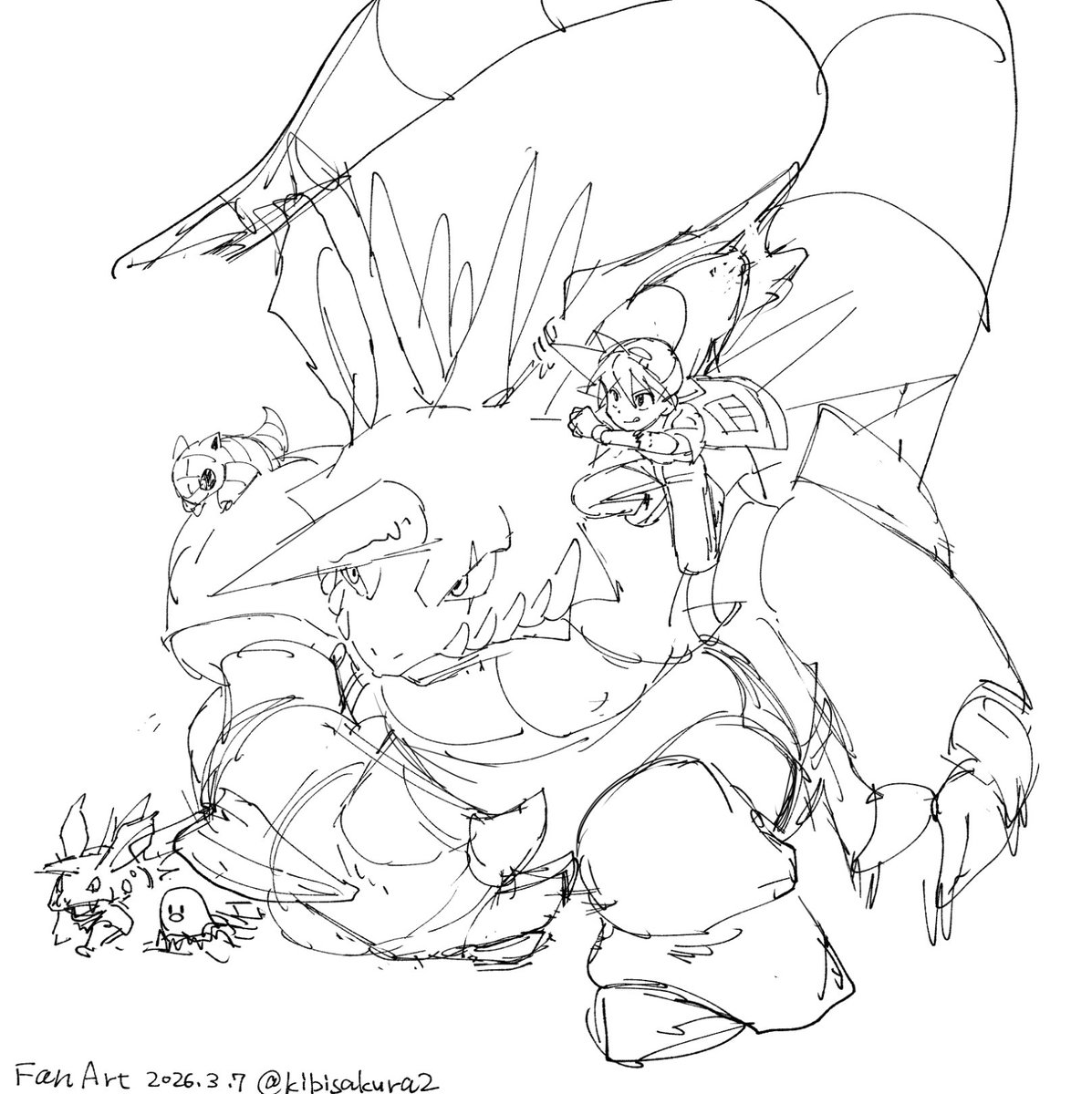 サファリ産ニドキングが描きたかった下書き