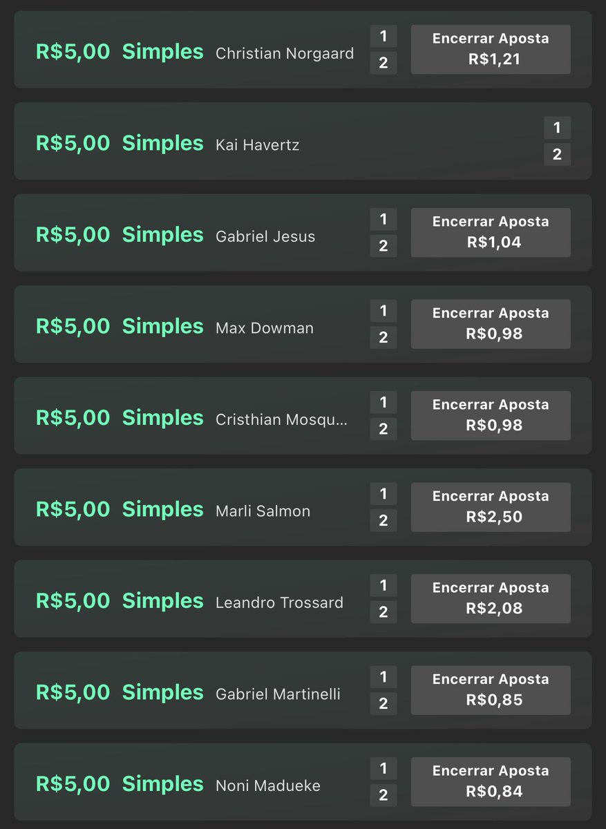 Eu com 45 aqui pra arredondar a banca, coloquei em cartões pro Arsenal, odds altas, o único que não coloquei, tomou kkkk Calafiori, aí é loucura porra.. 🤣🤣🤣