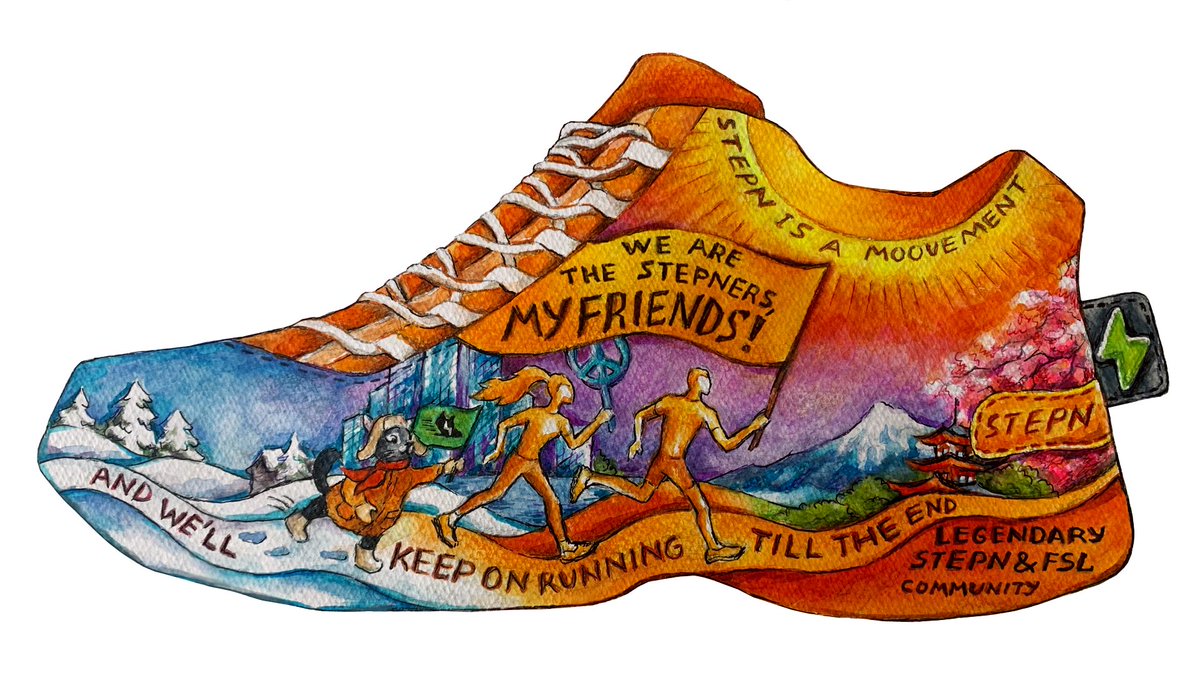 AmyStepn's tweet photo. The idea of my Legendary sneaker design is the eternal and strong friendship between FSL community members all over the world 🌍💚👟🏃‍♂️🏃‍♀️🏃 #STEPNLegendary 
#STEPN #STEPNGO #FSL https://t.co/52mGwBRtyB
