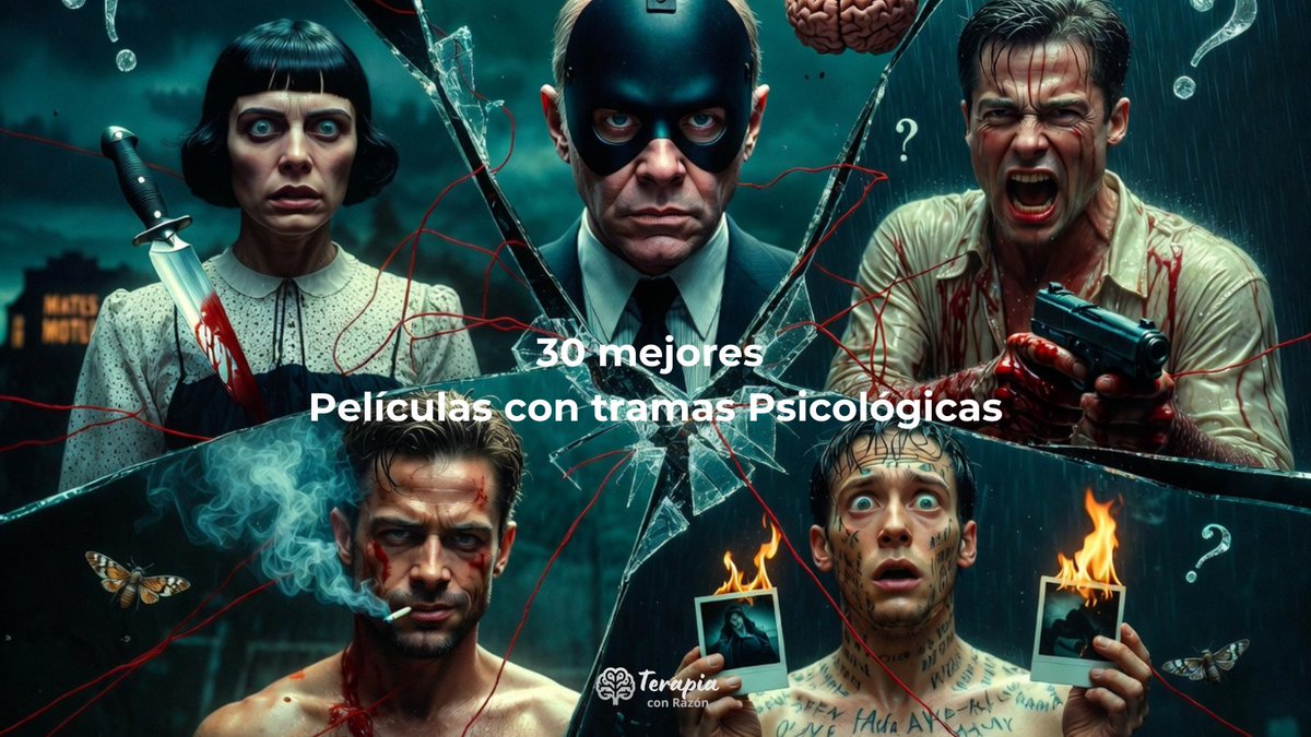terapiaconrazon's tweet photo. 📽️LAS 30 MEJORES PELÍCULAS CON TRAMAS PSICOLÓGICAS 🧠
(según la crítica)

1. Psicosis (1960)  
2. El silencio de los corderos (1991)  
3. Seven (1995)  
4. El club de la pelea (1999)  
5. Memento (2000)  
6. El sexto sentido (1999)  
7. El resplandor (1980)  
8. Cisne negro (2010)  
9. La isla siniestra (2010)  
10. Perdida (2014)  
11. Parásitos (2019)  
12. El maquinista (2004)  
13. El origen (2010)  
14. El prestigio (2006)  
15. Vértigo (1958)  
16. Mulholland Drive (2001)  
17. ¡Huye! (2017)  
18. Oldboy (2003)  
19. Joker (2019)  
20. El faro (2019)  
21. Hereditary (2018)  
22. Midsommar (2019)  
23. Ex Machina (2014)  
24. Donnie Darko (2001)  
25. Taxi Driver (1976)  
26. Prisioneros (2013)  
27. Réquiem por un sueño (2000)  
28. Una mente maravillosa (2001)  
29. Animales nocturnos (2016)  
30. Anatomía de una caída (2023)

¿Cuál agregarías?