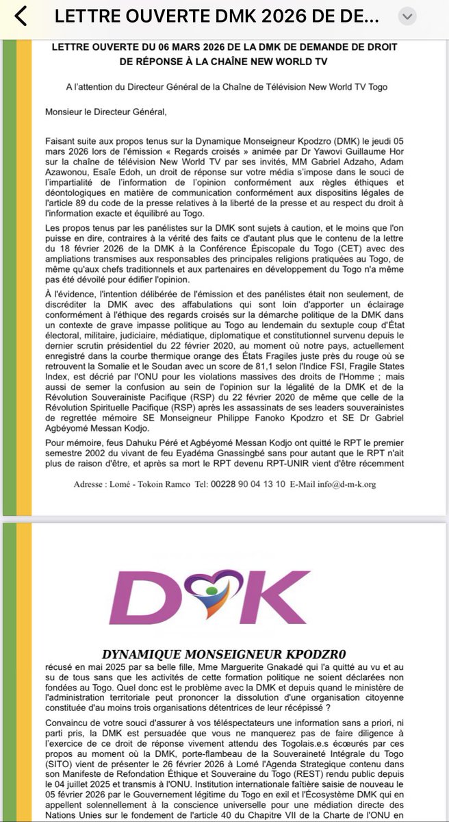 #FreeTogo #SITO Face au Souverainisme planétaire, New World TV est interpellée par la DMK pour un devoir de vérité sur la Révolution Souverainiste Pacifique depuis le 22.02.2020 et la Révolution Spirituelle Pacifique pour la fin des ténèbres et des prédateurs coalisés au Togo. ⁦