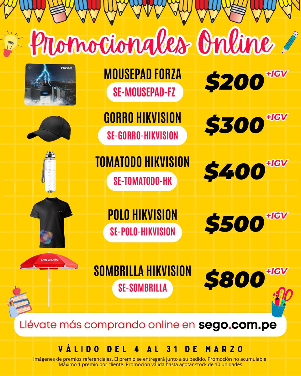 Este marzo, compra de forma fácil, rápida y segura desde nuestra web y accede a promocionales exclusivos por elegir el canal digital. 💻✨
🔗 Conoce todos los promocionales aquí:
👉 sego.com.pe/promocionales

📌 Promoción válida solo para compras online y hasta agotar