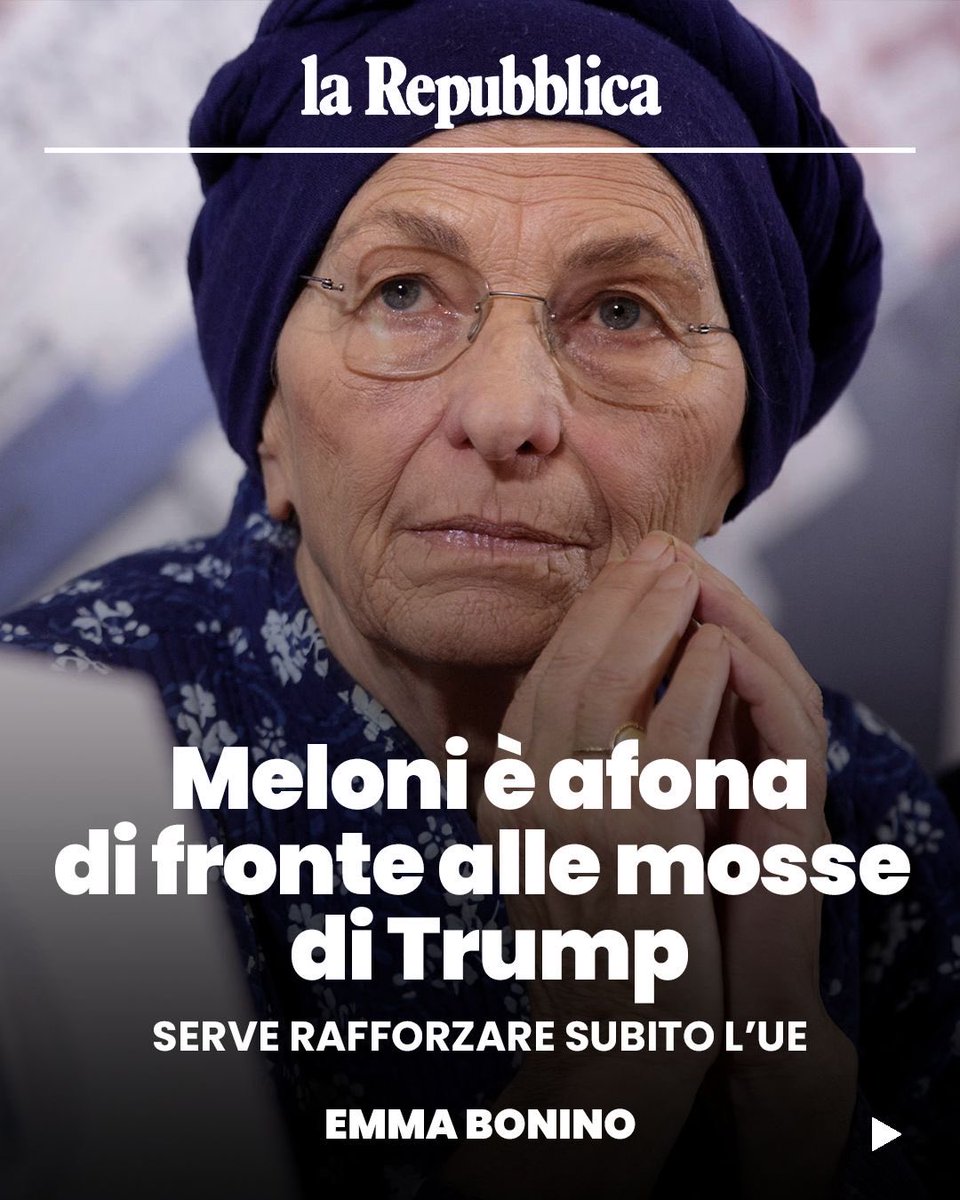 emmabonino's tweet photo. Il Mediterraneo e il Medio Oriente sono aree molto esplosive. Mercoledì sera sono andata a dormire che i Paesi direttamente coinvolti erano dieci, l’indomani leggevo del coinvolgimento di Cipro e Turchia. E il conflitto potrebbe allargarsi all’Africa.

Cosa ci rivela?  Che ora, più che mai, non si possono  avere interventi circoscritti a lampo, per così dire. Khamenei è stato un autocrate sanguinario, come Gheddafi, Saddam Hussein e via dicendo ma d'altro canto non mi pare  così semplice un regime change.

Mi pare inverosimile che l’intento di Trump fosse solo quello della liberazione del popolo iraniano. Sta chiaramente ridisegnando gli equilibri geopolitici mondiali per trarne vantaggio. Ormai siamo al superamento dei capisaldi del diritto internazionale.

Ciascun leader europeo ha voluto dire la sua. La presidente Meloni mi pare totalmente afona.

Ancora una volta, l’Europa dimostra di non essere adeguata e di fatto irrilevante.Proprio per questo, l’unica opportunità per noi europei è un rilancio forte del progetto federale europeo.

Qui la mia intervista a @repubblica: https://t.co/9nKUy3MEAT