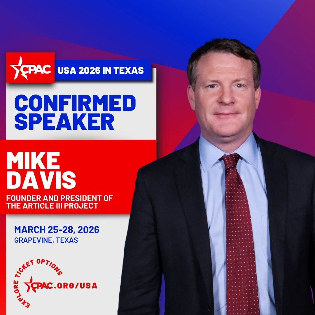 CPAC's tweet photo. Confirmed: Mike Davis for CPAC USA 2026, March 25-28, in Grapevine, Texas. https://t.co/o6JDofqLYg