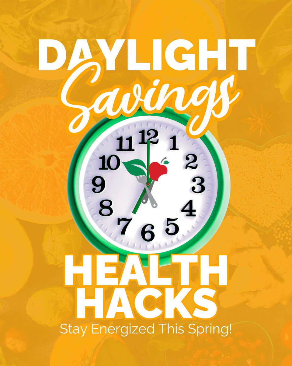 SeattleSutton's tweet photo. Daylight Savings can mess with sleep, hunger cues, and energy, but a few simple tweaks can keep your nutrition goals on track. Save and share these tips so you don’t lose momentum when you lose an hour. 💪✨

#nationalnutritionmonth #seattlesutton #springforward #healthhacks https://t.co/OHypVY52mo