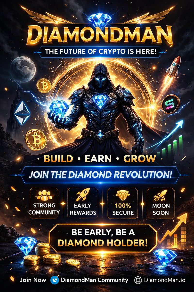 DiamondMan0104's tweet photo. Every big crypto project started with a small community.
Today it's DiamondMan 💎
Tomorrow it could be millions of holders 🚀
Are you early?
#CryptoGem #Altcoin #DiamondMan https://t.co/fVQnqUXqrg