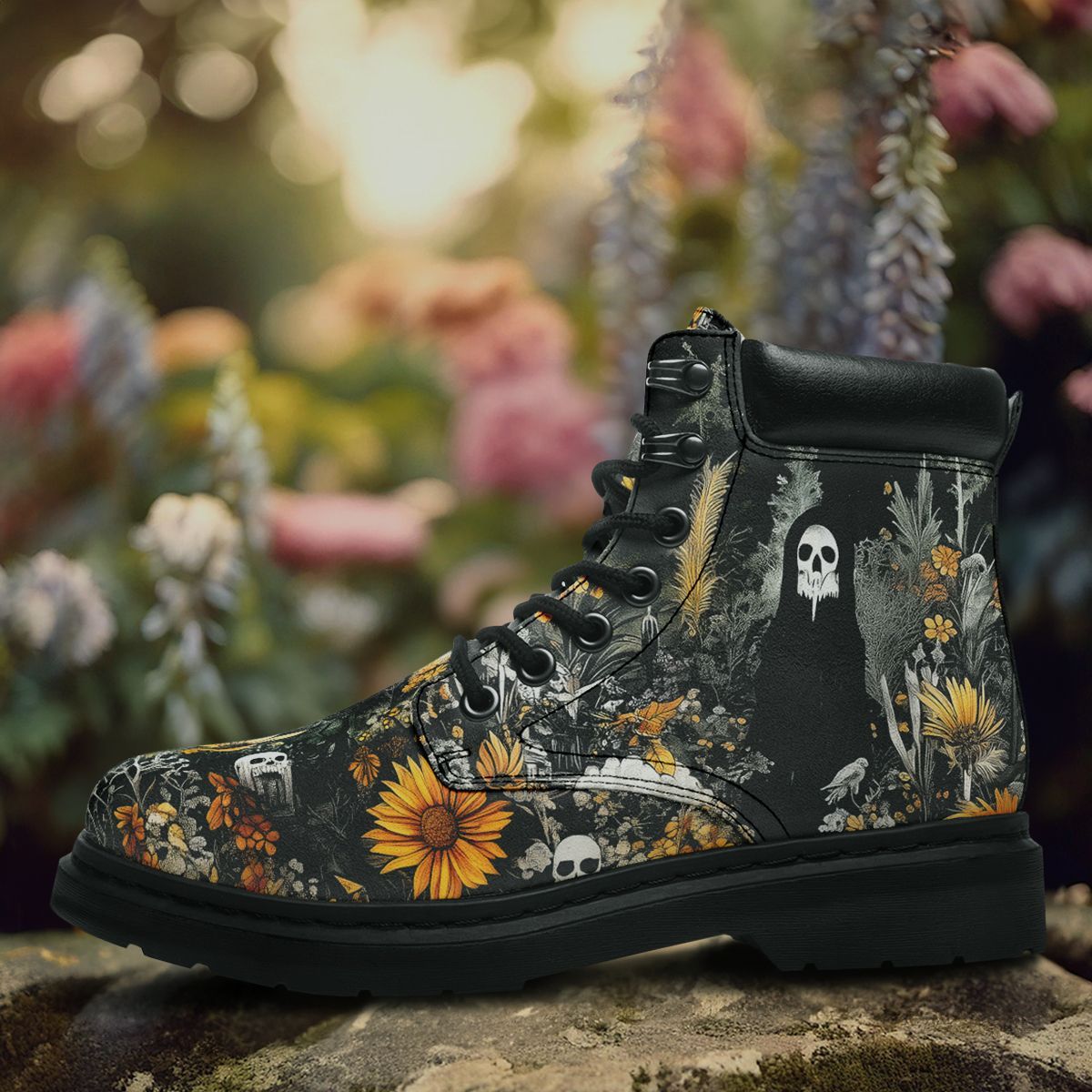 RogueAndWolf's tweet image. 🌻🖤 Ready to dance with sunflowers and summon skeletons? Grim’s Harvest Classic Boots are your new astral travel companions! Just don’t blame us if the moon follows you home. 😈🌕 #SkeletonsAndSunflowers #Boo-tifulDeals #GrimsHarvestBoots #VeganFashion #WitchyWardrobe