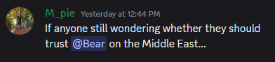 TFLabofficial's tweet photo. There isn't a single account on X that has provided the level of accurate insight into the Middle East conflict more than @redbadbear. If you want real information, not made up shit from randos who don't know jack squat about M.E. Oil, geopolitics, etc, BearFx and TFL are your place. 
Oh and add in the flow reading and GEX levels too. This guy does it all.
