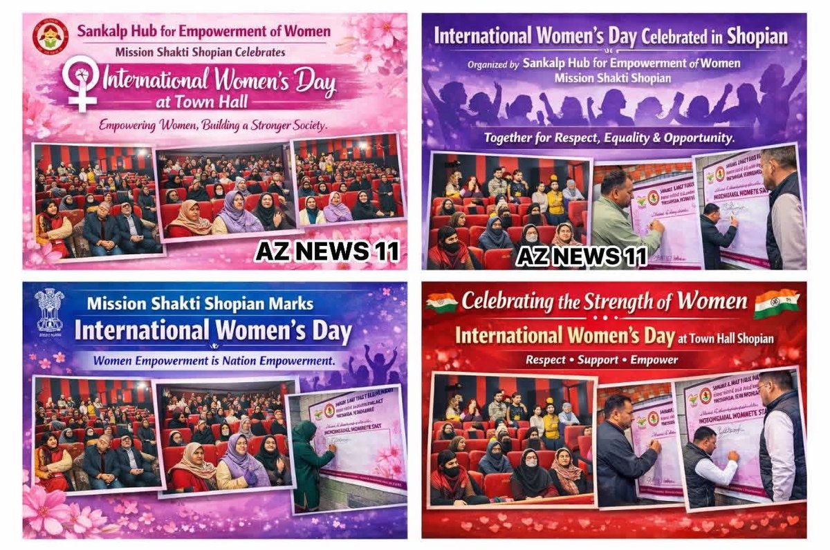 AzYaqoob's tweet photo. Sankalp Hub for Empowerment of Women under Mission Shakti Shopian celebrated International Women’s Day at Town Hall Shopian with great enthusiasm. The programme, held under the supervision of District Social Welfare Officer and Nodal Officer Mission Shakti https://t.co/2TcYSPucOs