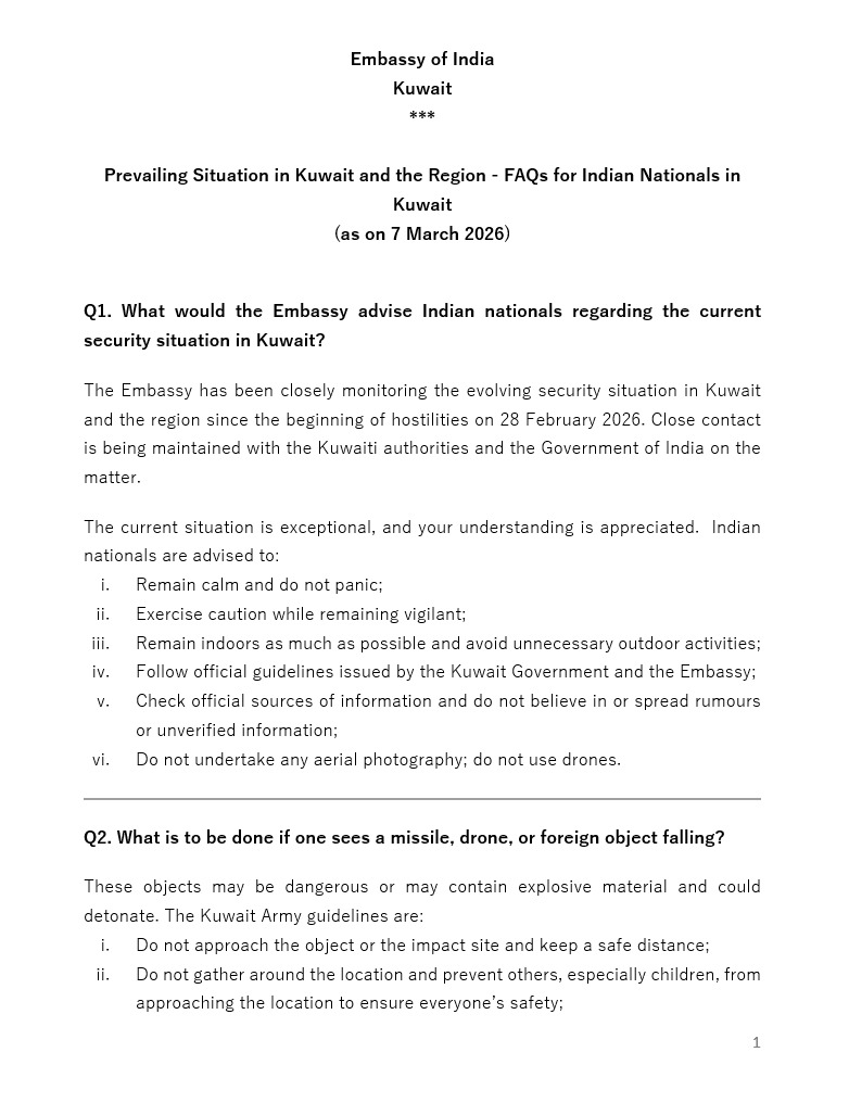 Indsamachar's tweet image. Frequently Asked Questions (#FAQs) on the Current Situation:  

The Embassy of India in Kuwait has received several queries from Indian nationals. For the information of the community, FAQs are shared below:

@indembkwt #IranIsraelWar #MiddleEastCrisis