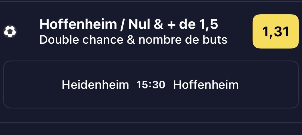 Minoupronos's tweet photo. Re à tous 👋🐈
Aujourd’hui, direction : Allemagne 🇩🇪 ✈️
Pari établi à l’aide de @datafootfr
Heidenheim⚡️ Hoffenheim (15h30) ⚽️
Mon prono🔥: X2 & +1,5 (1,31)
À tenter🔮: X2 & + 2,5
Confiance : 8,7/10 ✅
Explication ⬇️
#ValueBet #Pronofoot #Datafoot #TeamParieur #SafeBet https://t.co/cmX38BrJBA