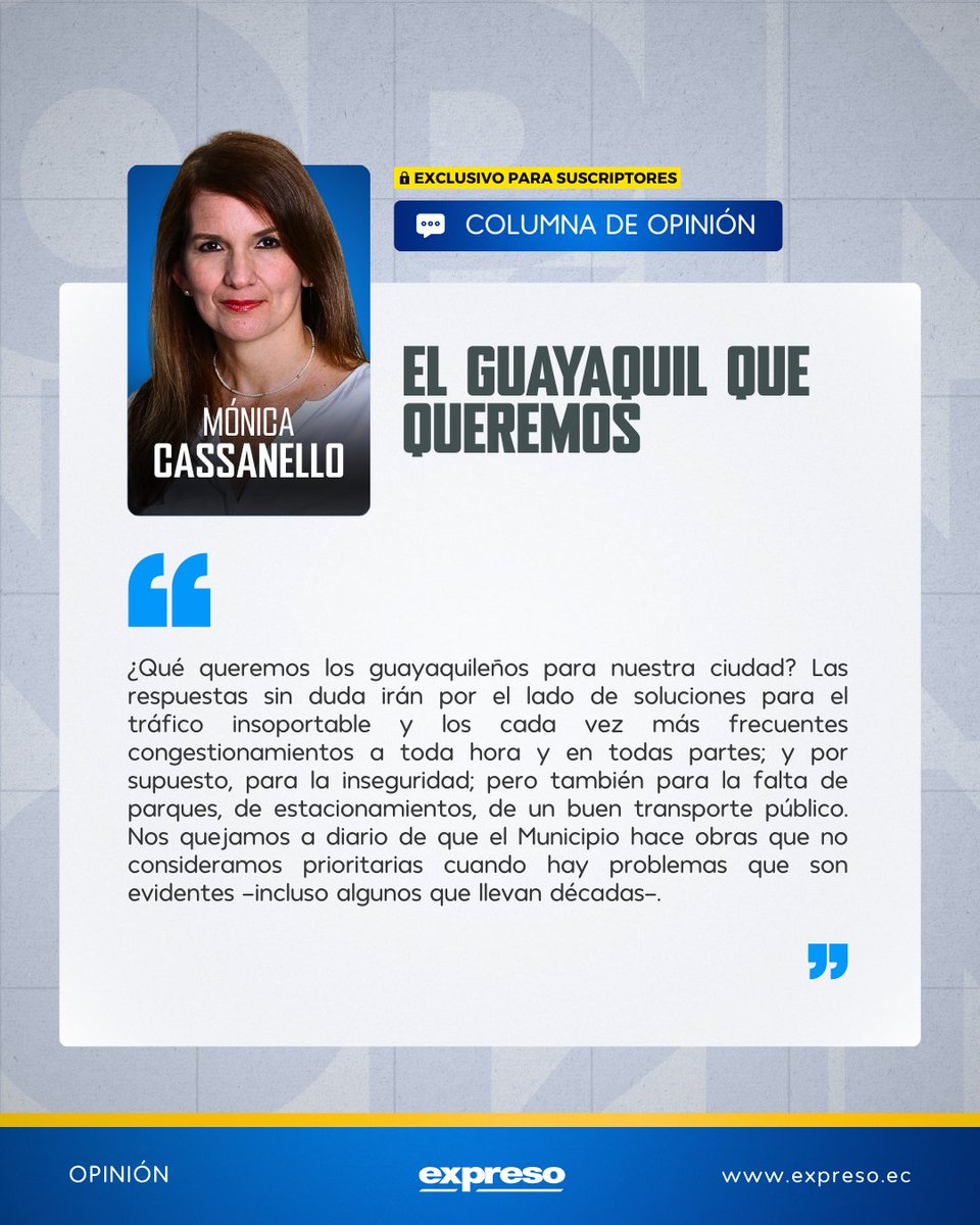Expresoec's tweet photo. #OPINIÓN | "Guayaquil no para de extenderse y ahora se expande hacia la Vía a la Costa, mientras que el centro agoniza, y Urdesa y otras ciudadelas van siendo abandonadas por ser cada vez menos residenciales", escribe Monica Cassanello. 👉 https://t.co/ZcRp6EhitN https://t.co/UWLs78eQJw