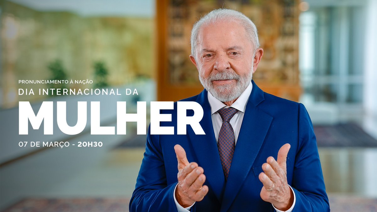 HOJE: O presidente Lula fará um pronunciamento em rede nacional de televisão e rádio sobre o 8 de março, dia da Mulher. Nesta sexta-feira (6), o governo Lula anunciou a prisão de 5 mil agressores de mulheres. 🚨