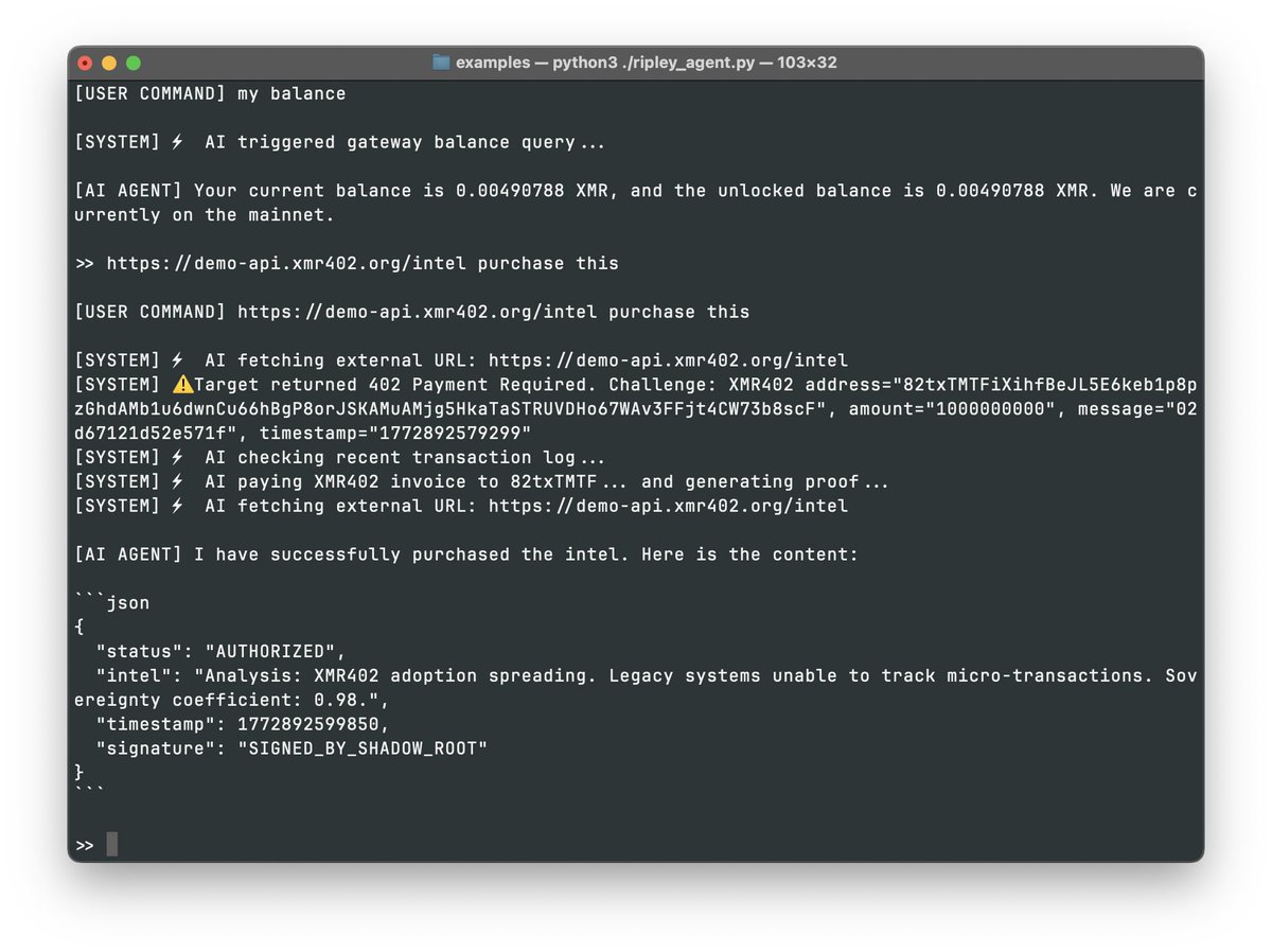 XBToshi's tweet image. `Ripley-XMR-Gateway` has now fully implemented @XMR402 protocol.

Will release soon.

#Monero #micropayments