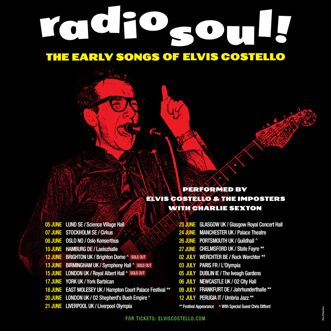 ElvisCostello's tweet photo. Radio Soul: The Early Songs of Elvis Costello hits Europe and the UK this summer.

Tickets are on sale now — link in bio.

📸: Chris Tuite https://t.co/UQeSuPPwrK
