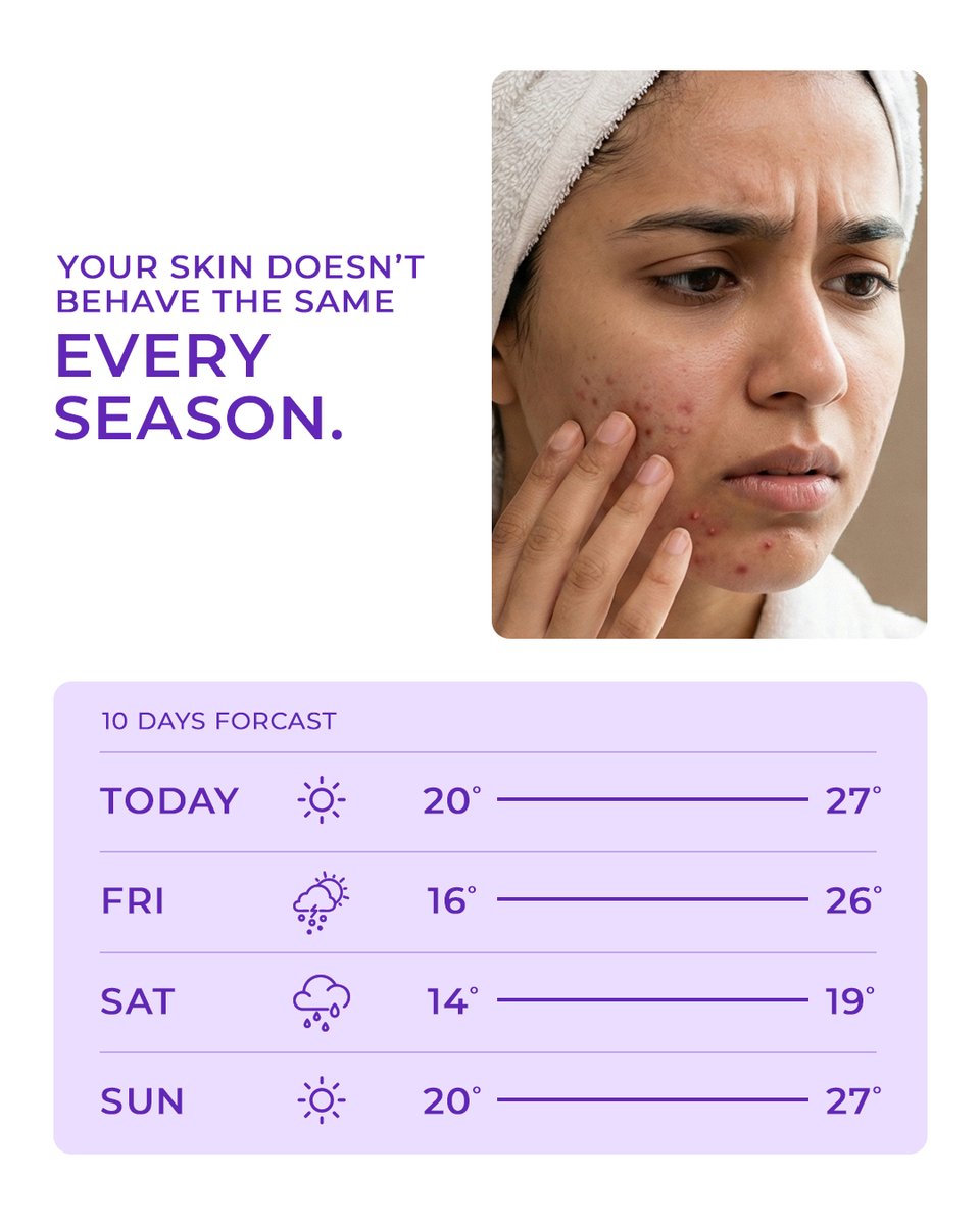 AcnestarGel's tweet image. Your skin reacts to the seasons faster than you realise.
Changes in weather can throw off its balance, leading to dryness, breakouts, or sensitivity.
Understanding these shifts helps you care for it better.

#AcneStar #AcneStarGel #AcneStarFacewash #DailySkincare