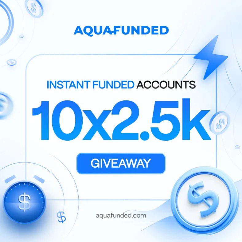 🚨 GIVEAWAY ALERT 🚨  

We’re giving away 10 × $2.5K Trading Accounts 💰  

How to participate 👇  

1️⃣ Follow @Aquafunded | <a href="/Aqua_Affiliates/">AquaAfilliates</a> | <a href="/propfirmsfusion/">Prop Firm Fusion</a> 

3️⃣ Join the AquaAffiliate Discord  
👉 discord.gg/dnJS6r5ujv  

2️⃣ Join the Aquafunded Affiliate Program  
👉