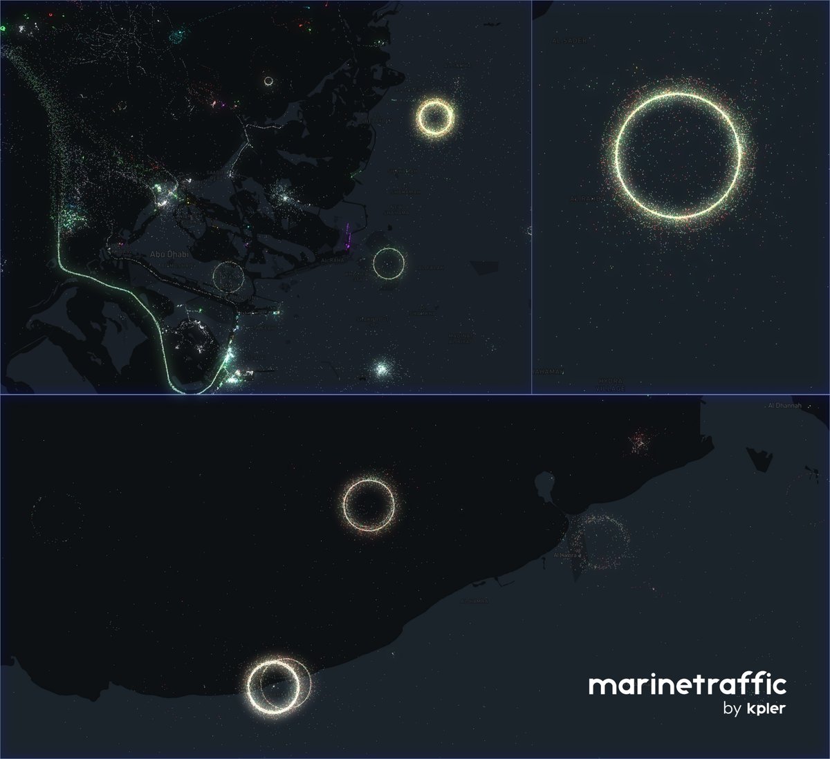 CraigTaylorViz's tweet image. Lots of talk around GNSS interference this week in the Strait of Hormuz and many of our animations at @Kpler show the effect via timelapse but seeing those "interference vortex" in a static view is fascinating... ais data via @MarineTraffic
#ais #dataviz #StraitofHormuz