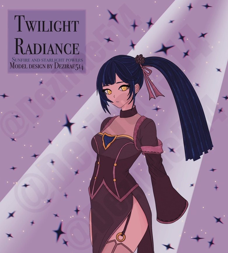 dezzy514's tweet photo. ✨ Character Design Adopt ✨

🌟 Twilight Radiance 🌟

Available on KoFi - $25
Can be used personally &amp; for VTuber/PNGTuber models
Can be used as references for assets/models
Can add to VGen if preferred

🔗 Available in my bio &amp; my 📌 post comment https://t.co/9e1GDywTsi