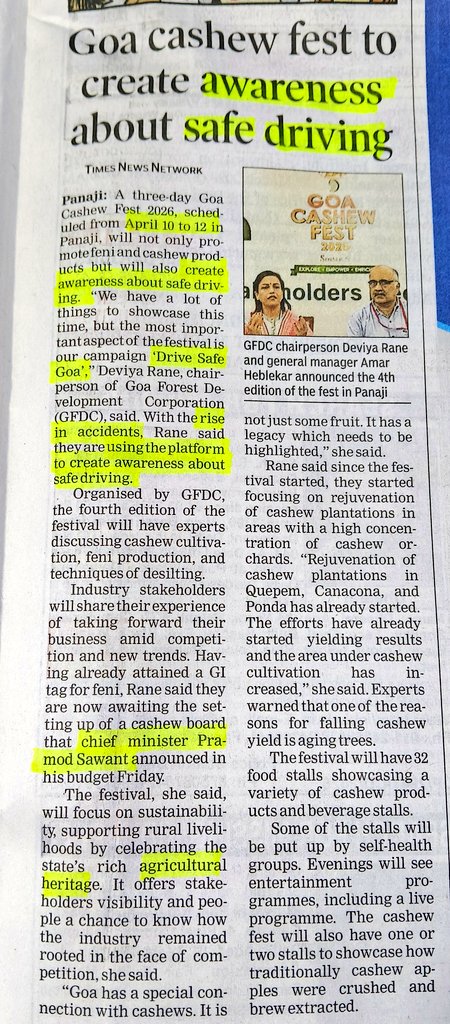 arpbks's tweet photo. Kudos to #GFDC @gfdc_goa @draneofficial & team for making a noble #roadsafety awareness drive in #GOA through #CashewFest
Top driven @goacm @DrPramodPSawant dives makes a lots of sense for each precious life to stop #RoadAccident
@TourismGoa @timesofindia @IndianExpress https://t.co/4cmhvixEAm