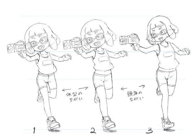 スプラトゥーン1→2→3の3Dキャラ変化 僕にはこう見えている(再掲)