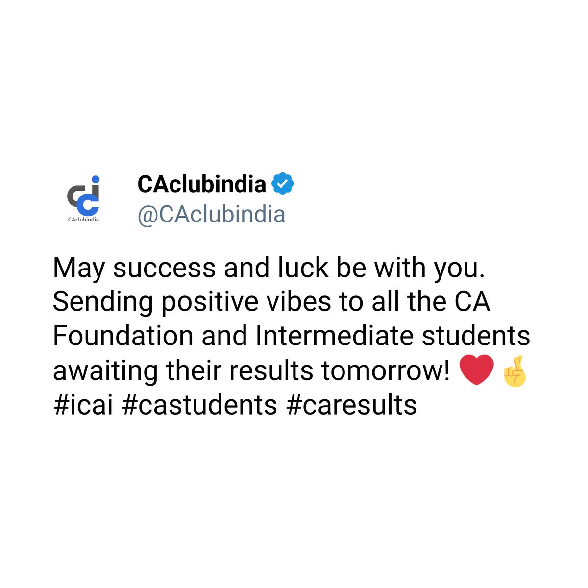 CAclubindia's tweet image. Wishing you the best of luck! ✨ #icai #castudents #caresults