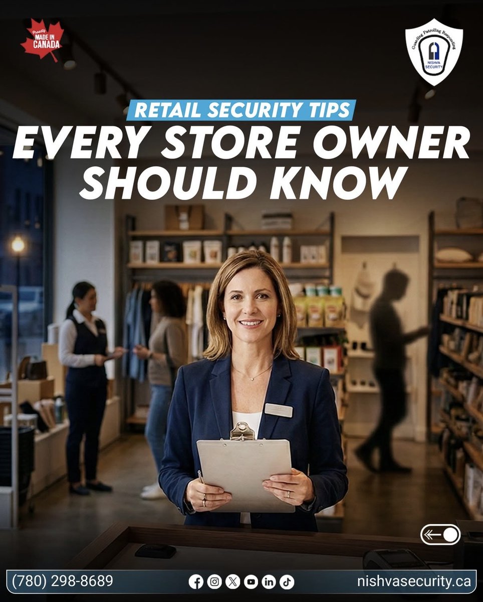 NishvaSecurity's tweet photo. Retail security is more than just installing cameras.
Smart stores use layered protection, trained staff, and regular audits to keep their business safe. 🛡️
#RetailSecurity #StoreSecurity #LossPrevention #BusinessSecurity #RetailTips #SecuritySolutions https://t.co/6lnsvNXjrK