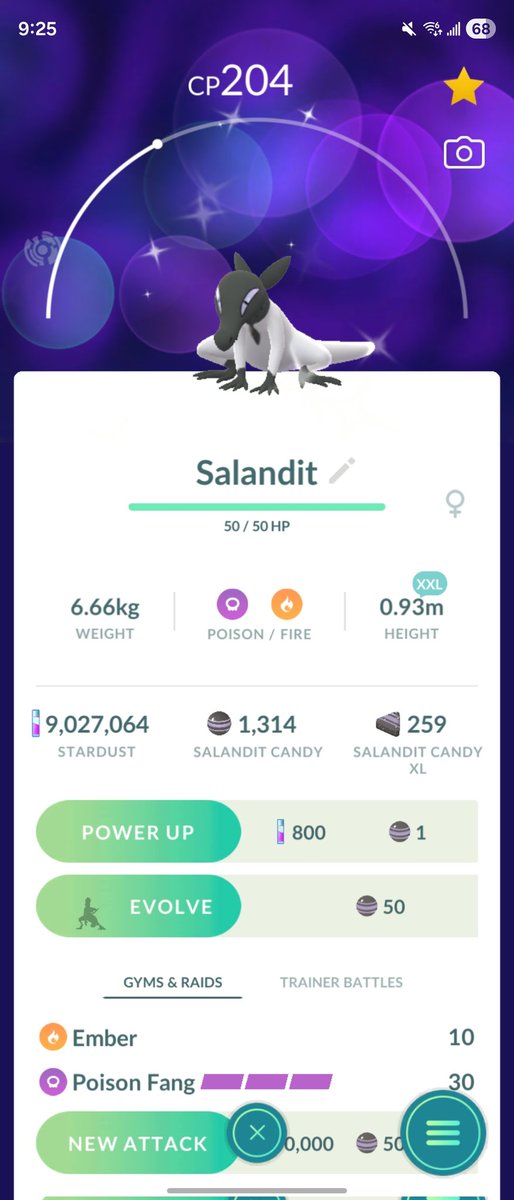 Laffy613's tweet photo. @poryproweb Can confirm shiny Salandit in the wild. I would say maybe 50 or so encounters. https://t.co/uqaCoJpnE3