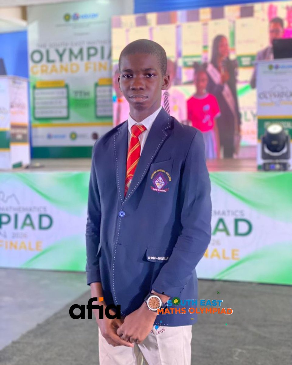 AfiaTvOfficial's tweet photo. Marvelous by name, Marvelous by maths! 

Don-Anele Marvelous Munachimso (Diamond Special College, Imo) just swept the South East Maths Olympiad senior category.

-  N5M Grand Prize 
-  N1M for his teacher 
-  $100k Canada Scholarship

A star isn't just born; he’s already global! https://t.co/zJi9pObVCh