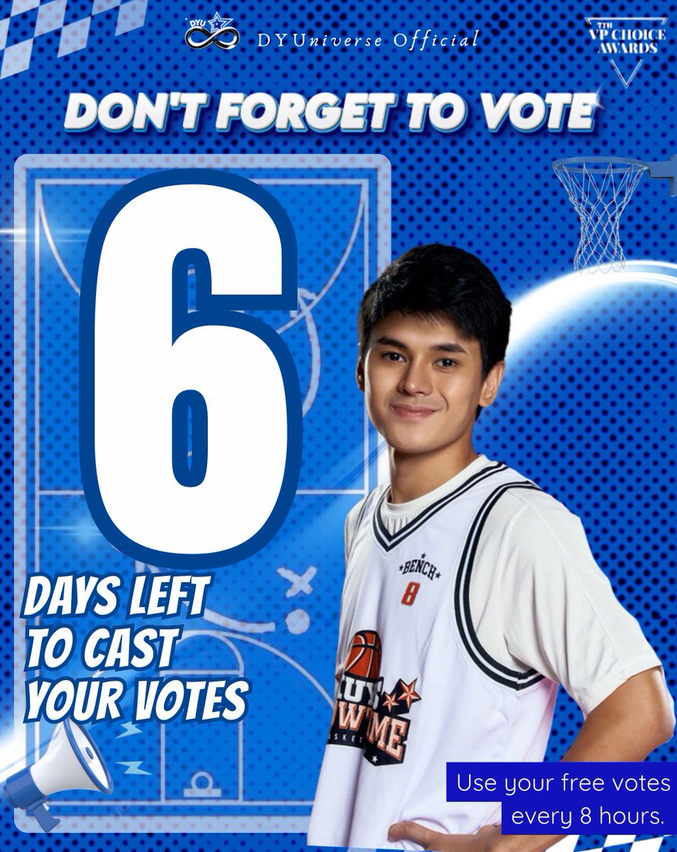 💙 𝑫𝑨𝑰𝑳𝒀 𝑭𝑹𝑬𝑬 𝑽𝑶𝑻𝑬𝑺 𝑹𝑬𝑴𝑰𝑵𝑫𝑬𝑹 💙

Stardusts, 6 DAYS LEFT before voting closes at the 7th VP Choice Awards. Let’s keep the momentum going and stay consistent with our votes.

Continue voting for Dustin Yu in the following categories:

📺 Entertainment – TV
🌟
