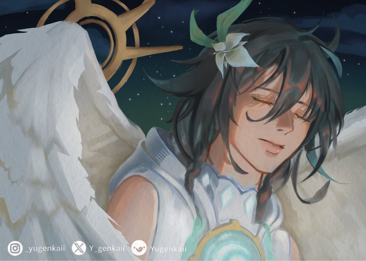 Y_genkaii's tweet photo. “A new melody will always follow the last note.”

Finally got to draw the bard~
#venti #GenshinImpact https://t.co/iw7zOhEA5K