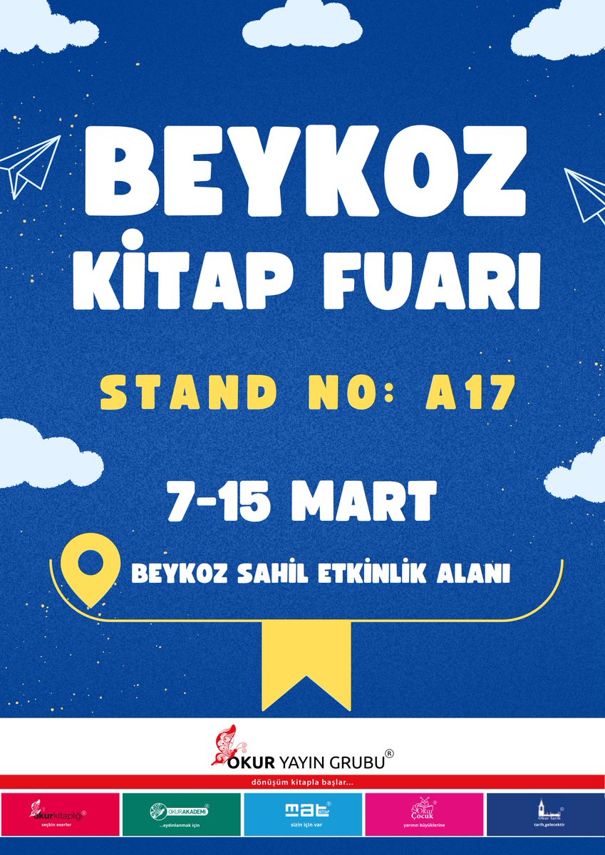 Okur Yayın Grubu olarak Beykoz Kitap Fuarı’nda okurlarımızla buluşuyoruz.

🗓 7–15 Mart
📍 Beykoz Sahil Etkinlik Alanı
📌 Stand No: A17