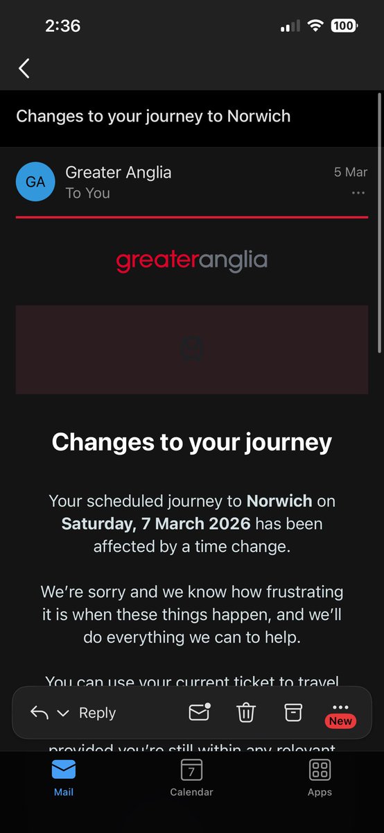 simpletonrabs's tweet photo. @greateranglia i have this journey booked and have received two emails saying my journey is cancelled but the journey is still coming when I search? Is this a mistake? https://t.co/H4X7smKFZb