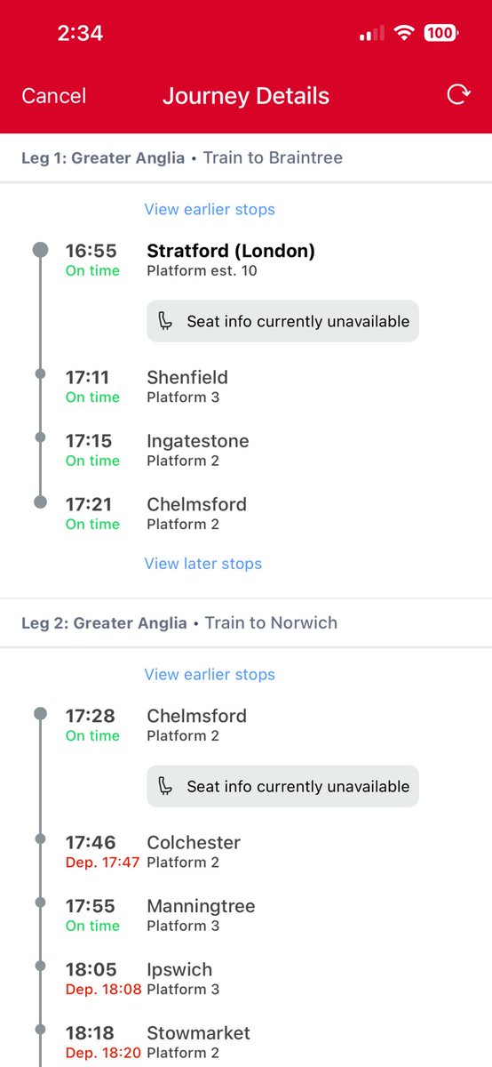simpletonrabs's tweet photo. @greateranglia i have this journey booked and have received two emails saying my journey is cancelled but the journey is still coming when I search? Is this a mistake? https://t.co/H4X7smKFZb