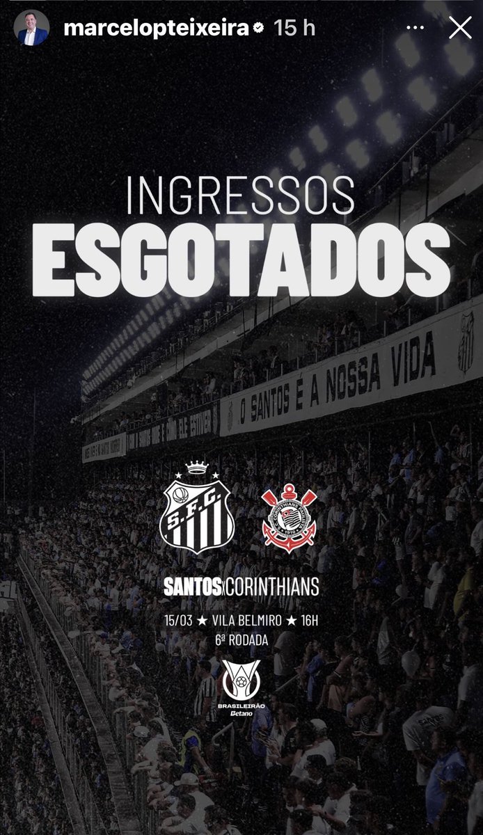 fabio_sormani57's tweet photo. Marcelo Teixeira postou a foto abaixo no seu Instagram. Como se fosse uma façanha. A torcida quer saber da reforma da Vila Belmiro, Marcelo. Não dá mais pra jogar nessa gaiola que comporta 13 mil pessoas! https://t.co/siYGCq3skP